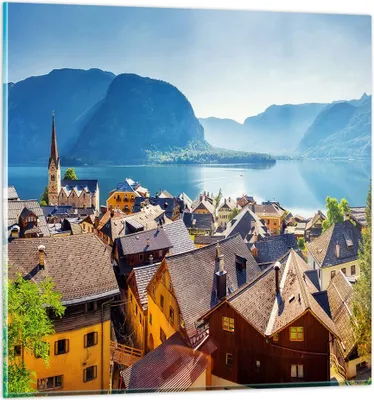 Produktbild von Bilder auf glas - Berge See Wasser - 40x40cm - Glasbilder - Wandbilder - Kunstdruck - zum Aufhängen bereit - Wanddekoration aus Glas - Glas Bilder - Wandbild auf Glas - Einteilig - GAC40x40-3955
