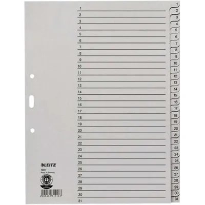 Image de LEITZ 1231-00-85 Répertoire en papier 1-31 10 pcs
