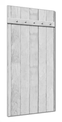 Produktbild von Wallario selbstklebende Duschrückwand 80 x 200 cm mit Motiv Graue Holztür - Wandverkleidung mit Hochglanzlaminat in Glasoptik