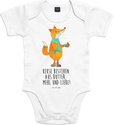 Produktbild von Mr. & Mrs. Panda babykleidung body Fuchs Keks 1. - 3. Monat - Heather Grey - Geschenk, Weihnachtlich, Frieren, Winter, Weihnachten, Babystrampler, Strampler Baby, Liebe