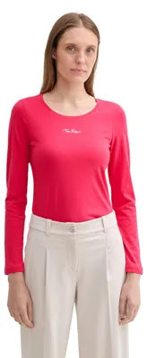 Produktbild von TOM TAILOR Damen Longsleeve aus Baumwolle mit Logo-Print, 19214 - Dawn Pink, L
