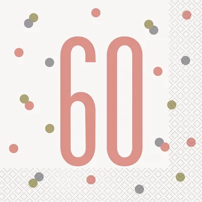 Produktbild von 16 Servietten 60. Geburtstag roségold