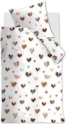 Produktbild von Hannekejag Renforcé-Bettwäsche-Garnitur Animal Hearts Farbe Multi Größe 100 x 135 cm + 1x 40 x 60 cm