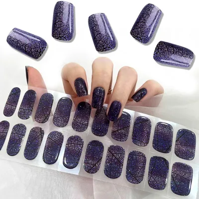 Produktbild von UV Härtende Gel Nagelfolien Spinnenblau Dark Blue 22 Stück