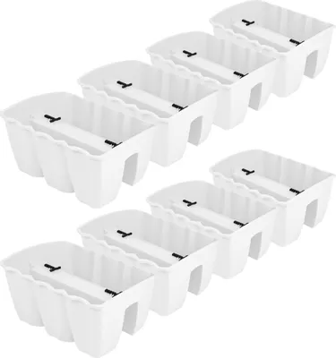 Produktbild von 8x Blumenkasten 40cm Hängetopf Blumentopf Balkontopf Geländertopf DCRO Weiß