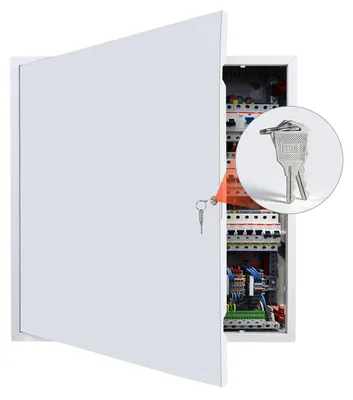 Image de Trappe d'inspection VEVOR pour cloisons sèches 64 x 64 cm, trappe d'inspection en acier galvanisé avec serrure, trappe de maintenance pour montage au plafond (plomberie et électricité), dimensions d'encastrement 62 x 62 cm, trappe d'inspection blanche