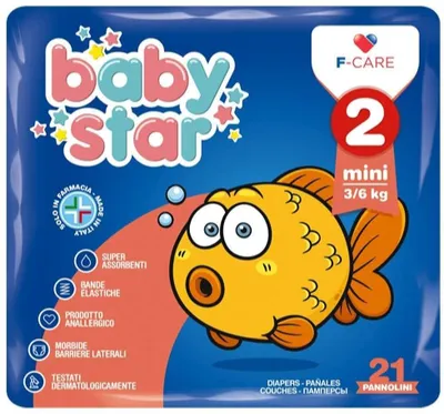 Obrázok produktu pre PANNOLINO BABYSTAR, plienky pre deti s hmotnosťou 3-6 kg, balenie 21 kusov