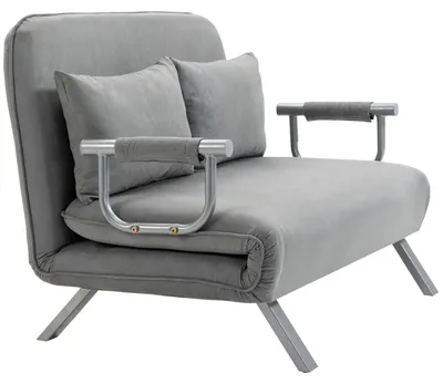 Produktbild von HOMCOM Schlafsofa Zweisitzer mit Bettfunktion, Einzelbett mit Kissen, Samt