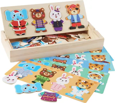 Produktbild von Holzpuzzle Kaninchenfamilie, 72 Teile, Verkleidungsspielzeug für Kinder ab 3 Jahren