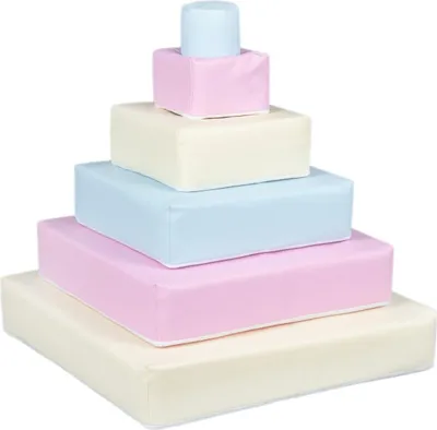 Zdjęcie produktu dla Piramida Komplet 6 Dużych Klocków Piankowych (Kolor: Biały, Różowy (Pastel), Niebieski (Pastel))