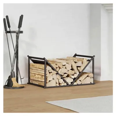 Produktbild von Brennholzregal Schwarz 70x43x34,5 cm aus Kaltgewalztem Stahl