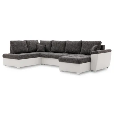 Produktbild von Ecksofa VEGAS 315/190 LINKS mit Schlaffunktion und 3 Bettkasten - U-förmig - Eckcouch in modernem Design - Dunkelgrau & Weiß