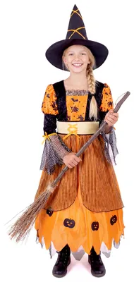 Immagine prodotto di Carino costume da strega zucca Halloween ragazza costume arancione-nero - 122/134