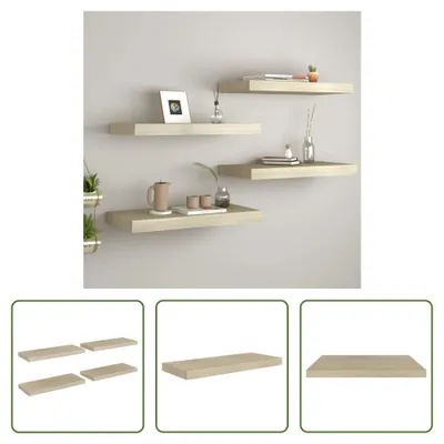 Immagine prodotto di The Living Store Mensole galleggianti da parete 4 pz. MDF color rovere 60x23,5x3,8cm