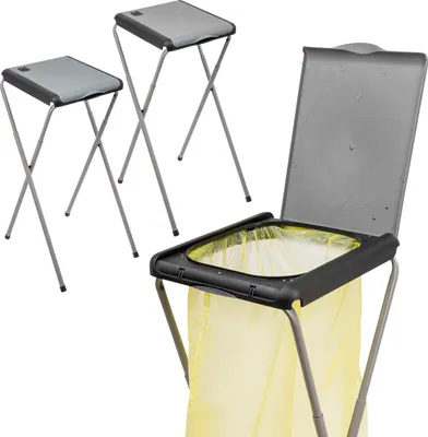 Produktbild von ONVAYA® Müllsackständer | 2 Stück | grau | bis 120 Liter | mit Deckel | höhenverstellbar | aus Metall | für den gelben Sack