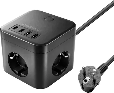 Productafbeelding van Allocacoc mars gaming MD-CUBE35 - Set van 3 - Compact multifunctioneel powercube - Schuko-stekkers + USB-C + USB-A - 1,8m kabel
