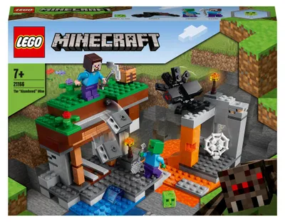Image de LEGO Minecraft La mine abandonnée Kit de construction, grotte des zombies avec figurines : bave, Steve et araignée 21166