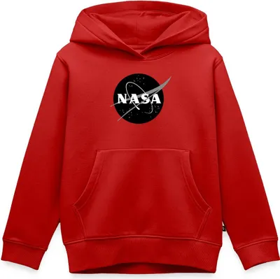 Produktbild von Spreadshirt NASA Classic Logo Schwarz Weiß Kinder Premium Hoodie, 146/152 (10 Jahre), Rot