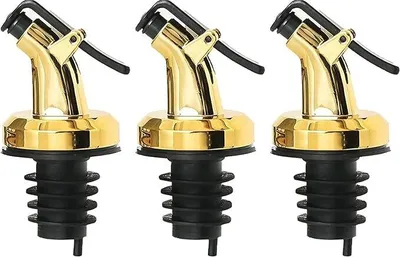 Produktbild von Ausgießer für Flaschen Gold mit Verschlusskappe 3er Set