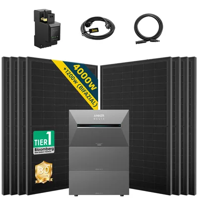 Produktbild von ALLDREI Balkonkraftwerke mit Speicher Anker Solix Solarbank 3 E2700 Pro & BP2700x2,Komplettset mit 8x500W Bifazialer Solarpanel & Smarten Zähler