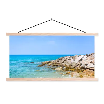 Produktbild von MuchoWow® Textilposter Strand - Meer - Tropisch - Sommer 60x30 cm mit holzfarbenen Rahmen - Dekoration