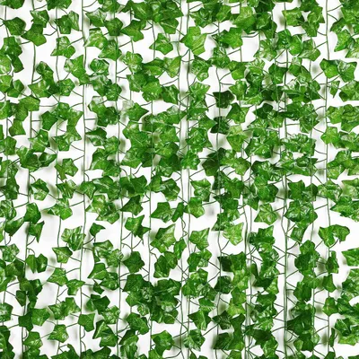 Image de Guirlande de lierre artificiel de 24 éléments, lierre en plastique, guirlande de lierre artificiel, décoration d'extérieur artificielle, guirlande à suspendre pour les pièces, les murs, le jardin, les mariages