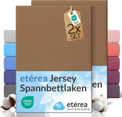 Produktbild von etérea Spannbettlaken Jersey 2 Stück - 200x200 cm - Bettlaken - 100 % Baumwolle - Minze
