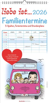 Produktbild von liebe ist... 2026 Familientermine - Familien-Timer - Termin-Planer - Kinder-Kalender - Familien-Kalender - 22x45