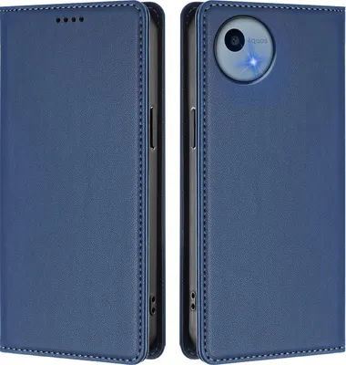 Produktbild von Handyhülle für Sharp Aquos Wish5, Kunstleder Klapphülle Stoßfeste Magnetische Hülle mit Ständer Dunkelblau