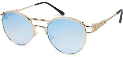Zdjęcie produktu dla styleBREAKER Damskie okulary przeciwsłoneczne panto z owalnymi płaskimi soczewkami i metalowymi zausznikami, pióra, silikonowe noski 09020117