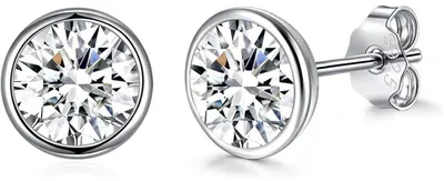 Productafbeelding van Oorbellen voor dames, 925 sterling zilver, 8mm, kristal, Aurore Boreale (blauw, groen, roze, paars, rood, wit), cadeauverpakking