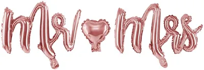 Image de Ballon Mariage Mr & Mrs / Coeur 62.5cm, or rose