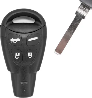 Produktbild von Auto Schlüssel Smartkey Funk Fernbedienung Sender 4 Tasten Gehäuse + Notschlüssel Rohling kompatibel mit SAAB