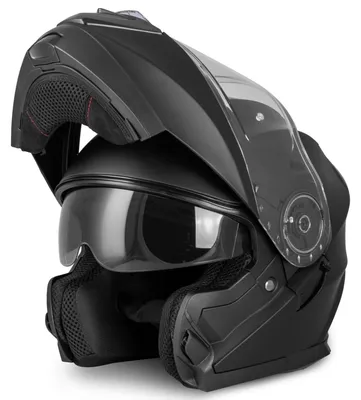 Zdjęcie produktu dla Kask systemowy z daszkiem przeciwsłonecznym, zgodnie z normą ECE 22.06, składany, dostępny w rozmiarach XS-XXL, przeznaczony do skuterów i motocykli o małej pojemności