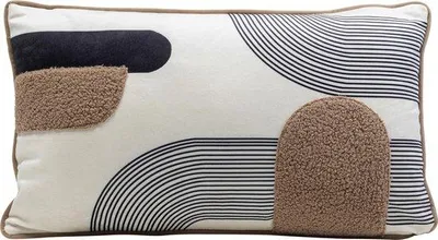 Image de Coussin décoratif Unyqoos® 50 x 30 cm – Multicolore (blanc/marron), housse 100% polyester, rembourrage 100% polypropylène, housse amovible avec fermeture éclair