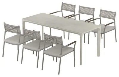 Produktbild von home24 Gartenessgruppe - 7-teilig - Aluminium / Granit - Grau