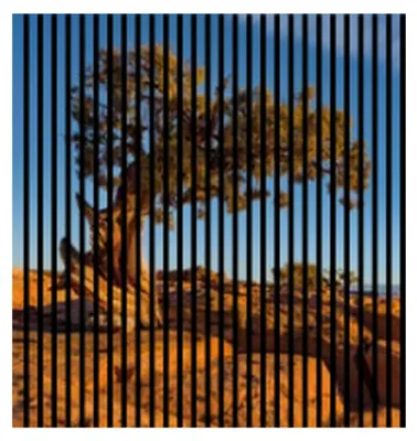 Produktbild von Akustikpaneele mit Digitaldruck Steppe01 19 x 1133 x 1195 mm Steppe Baum,Himmel MDF PET-Fasern Wandpaneele Blau Braun 2 Einzelplatten
