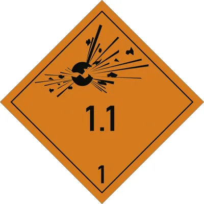 Produktbild von Dreifke® Gefahrzettel Klasse 1 - Unterklasse 1.1, Folie, 100x100 mm, 1000 Stü...