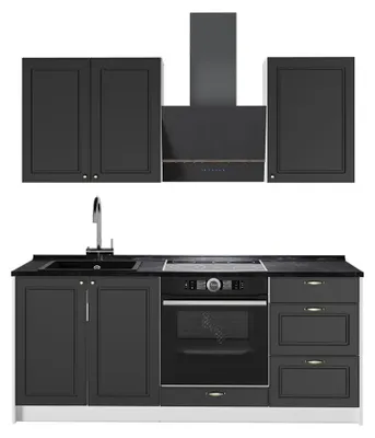Produktbild von Singleküche Vicco Fame-Line Anthrazit-Gold Landhaus/Weiß 190 cm, AP Anthrazit, Model 64899