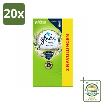 Imagen del producto de 20 unidades de recambios Glade Touch & Fresh, aroma "Campanilla", 10 ml cada uno, pack ahorro