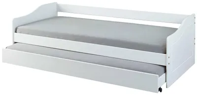 Funktionsbett LEONIE 23 Sofabett Kiefer weiß lackiert mit Schublade