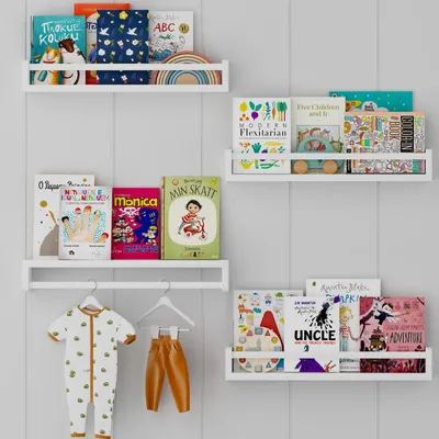Produktbild von Kinderbuecherregal 40 cm, weiss, Massivholz Kiefer, 4-teilig, für Kinderzimmer