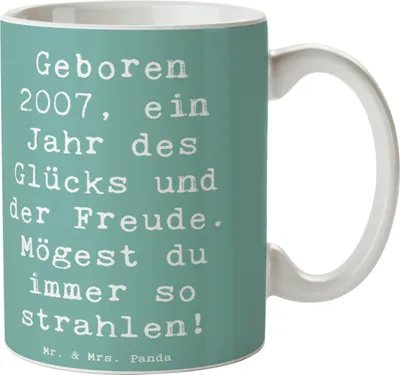 Produktbild von Mr. & Mrs. Panda cappuccinotasse Spruch 2007 Geburtstag - Meeresbrise - Geschenk, Geboren am, Trinkbecher, Jahr, Kaffeebecher, schöne tasse, Erinnerung an, Happy Birthday