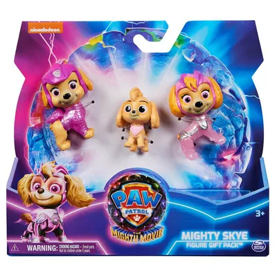 Produktbild von Spin Master Paw Patrol Der Mighty Kinofilm Spielfiguren-Geschenkset Skye, 3er Set Welpen, Kunststoff, mehrfarbig, Figurenhöhen: 6 cm, 6 cm, 4,5 cm, keine beweglichen Teile, mit Baby-Skye, klassischer & Superhelden-Skye, ab 3 Jahren.