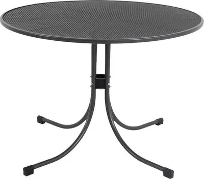 Produktbild von Universal Boulevardtisch Ø 90x74 cm Gestell Stahl eisengrau, Tischplatte Streckmetall eisengrau Elotherm beschichtet