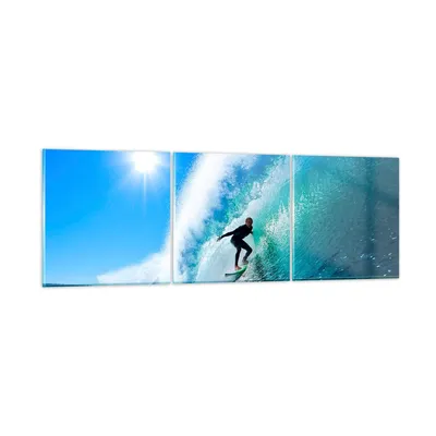 Produktbild von Bilder auf glas - Windsurfing strand ozean spaß - 90x30cm - Glasbilder - Wandbilder - Kunstdruck - zum Aufhängen bereit - Wanddekoration aus Glas - Glas Bilder - Wandbild auf Glas - GCA90x30-2270