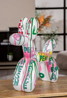 Ballonhond Figur, Kunstharz, mehrfarbig, 40x41x13 cm