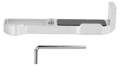 Image de Plaque à fixation rapide en L, compatible avec l'appareil photo G7X3, en alliage d'aluminium, base d'extension avec support pour griffe, trou de vis de 1/4 pouce, couleur argent