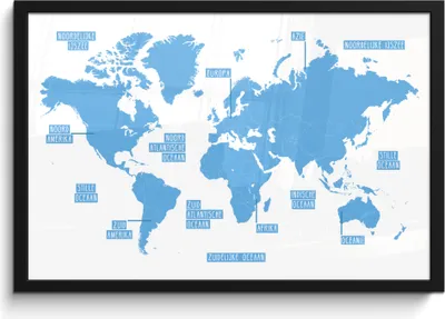 Produktbild von MuchoWow® MuchoWow® Gerahmtes Poster Weltkarte - Blau - Einfach 60x40 cm - Poster mit zchwarzem Bilderrahmen - Printing - Wanddeko Schlafzimmer