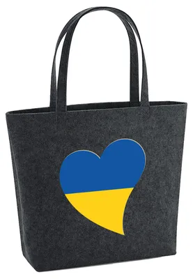 Produktbild von Huuraa Filzshopper Ukraine Flagge Herz 22 Liter Charcoal Melange Filztasche Geschenkidee